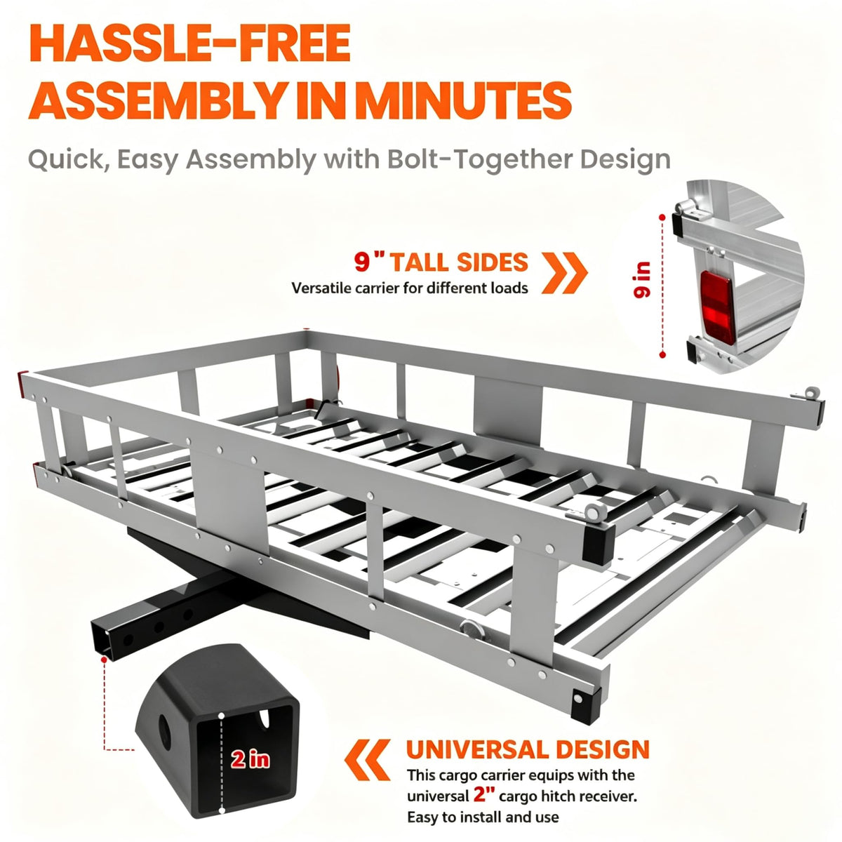 Aluminum Hitch Cargo Carrier with Ramp D28811