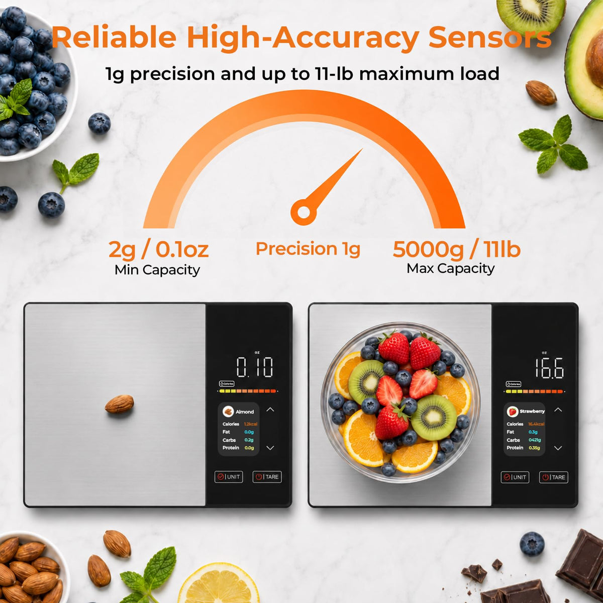 11lb Stainless Steel Digital Kitchen Scale W625