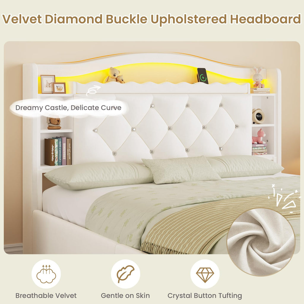 Full Size Velvet Upholstered Platform Bed with 4 Storage Drawers U99026