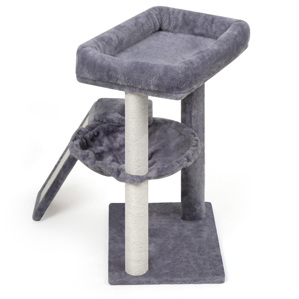 Cat Tree with Scratching Post and Hammock, Grey Y28422