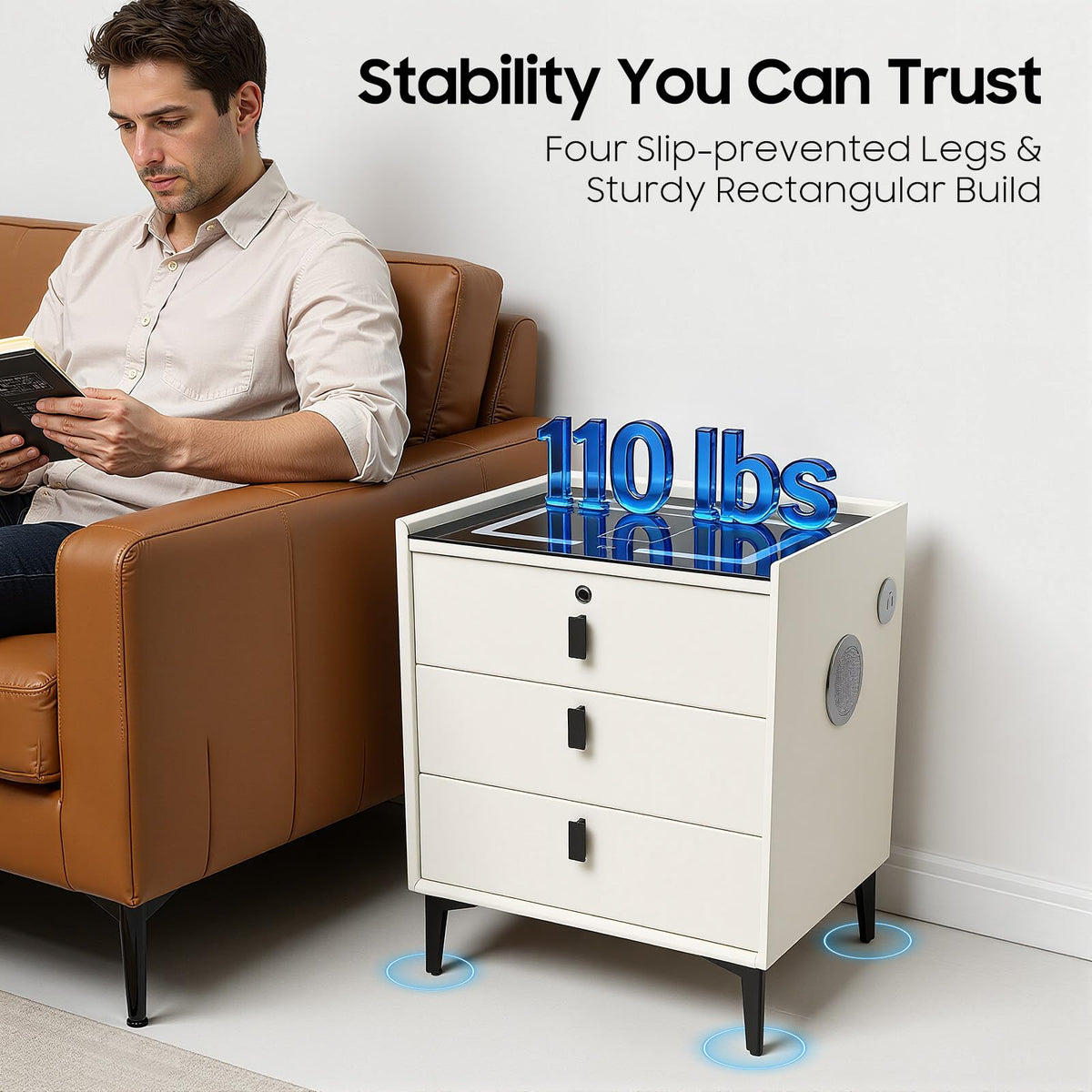 3 Drawer Nightstand with Charging Station N99356