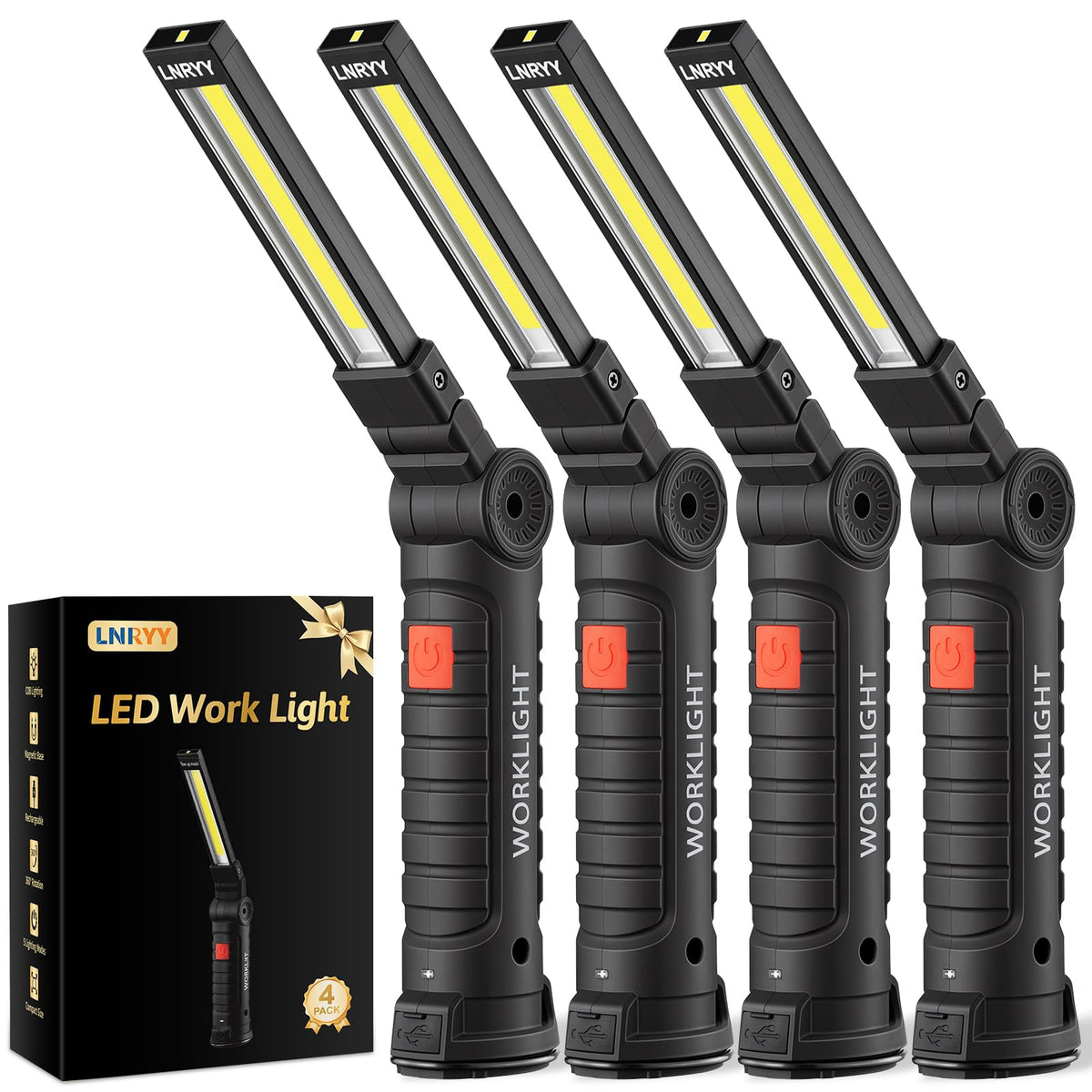 4 Pack Rechargeable Magnetic LED Work Light A26517