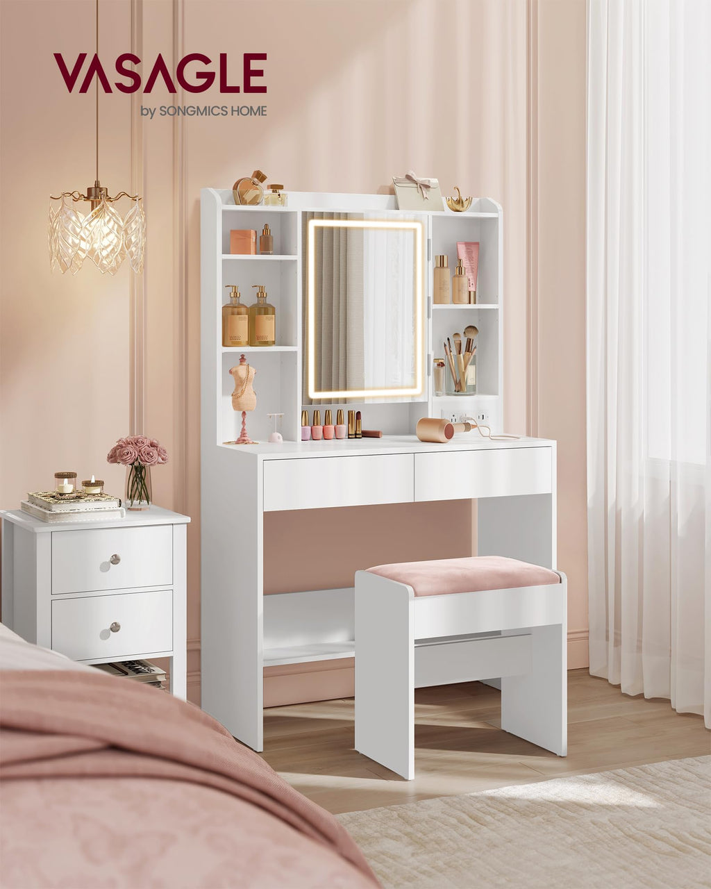 Vanity Desk with Mirror and Lights S94205
