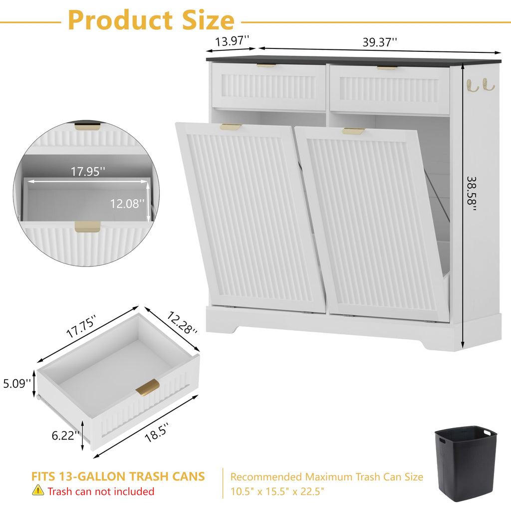 13 Gallon Tilt Out Trash Can Cabinet with Drawer K183