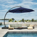 11FT Navy Blue Aluminum Cantilever Umbrella with Base L3977