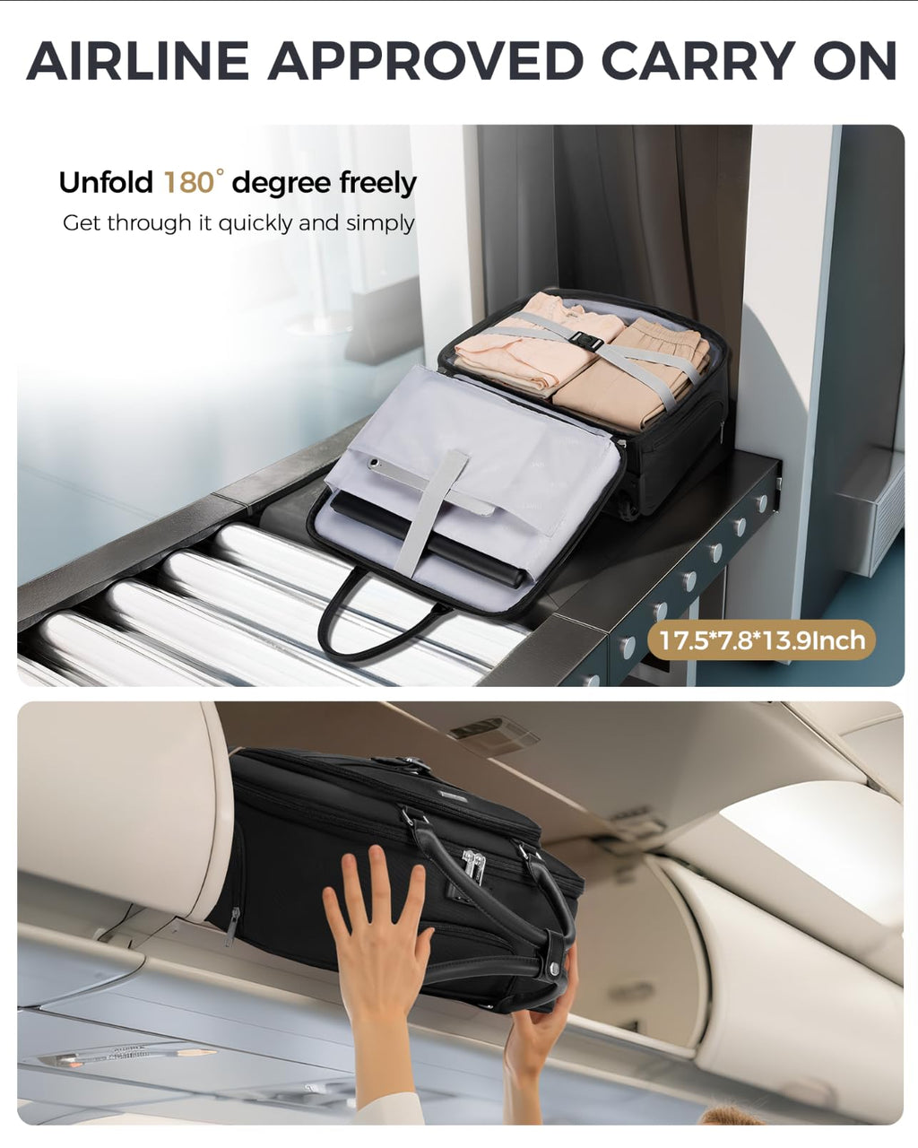 Black 17.3 In Rolling Laptop Bag with Wheels P40863