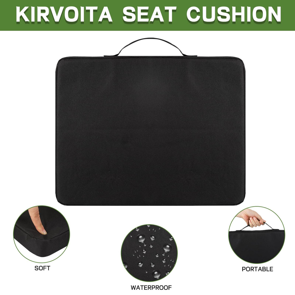 Black 2 Pack Waterproof Oxford Stadium Seat Cushions G65675