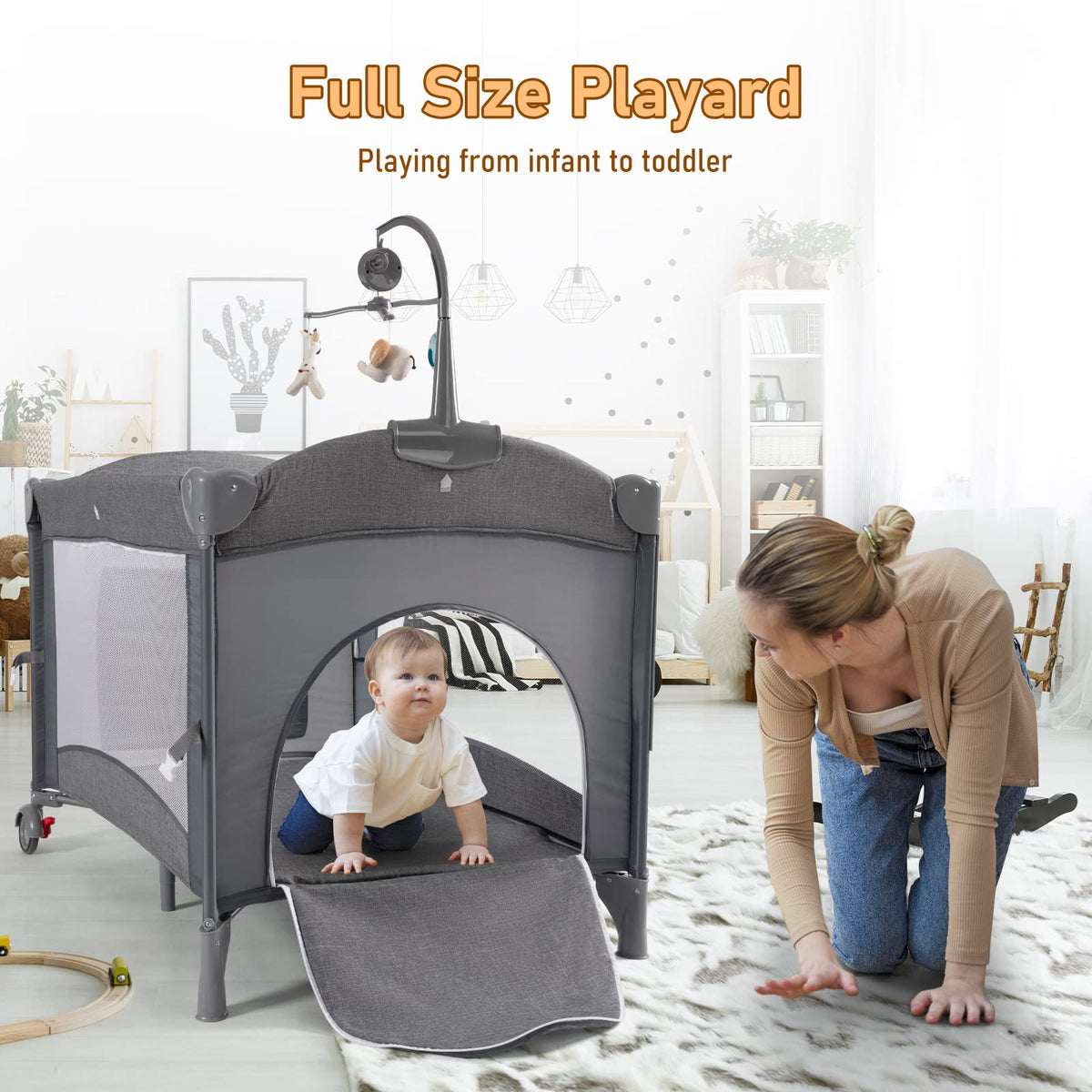 5-in-1 Baby Bassinet Bedside Sleeper Playard B556