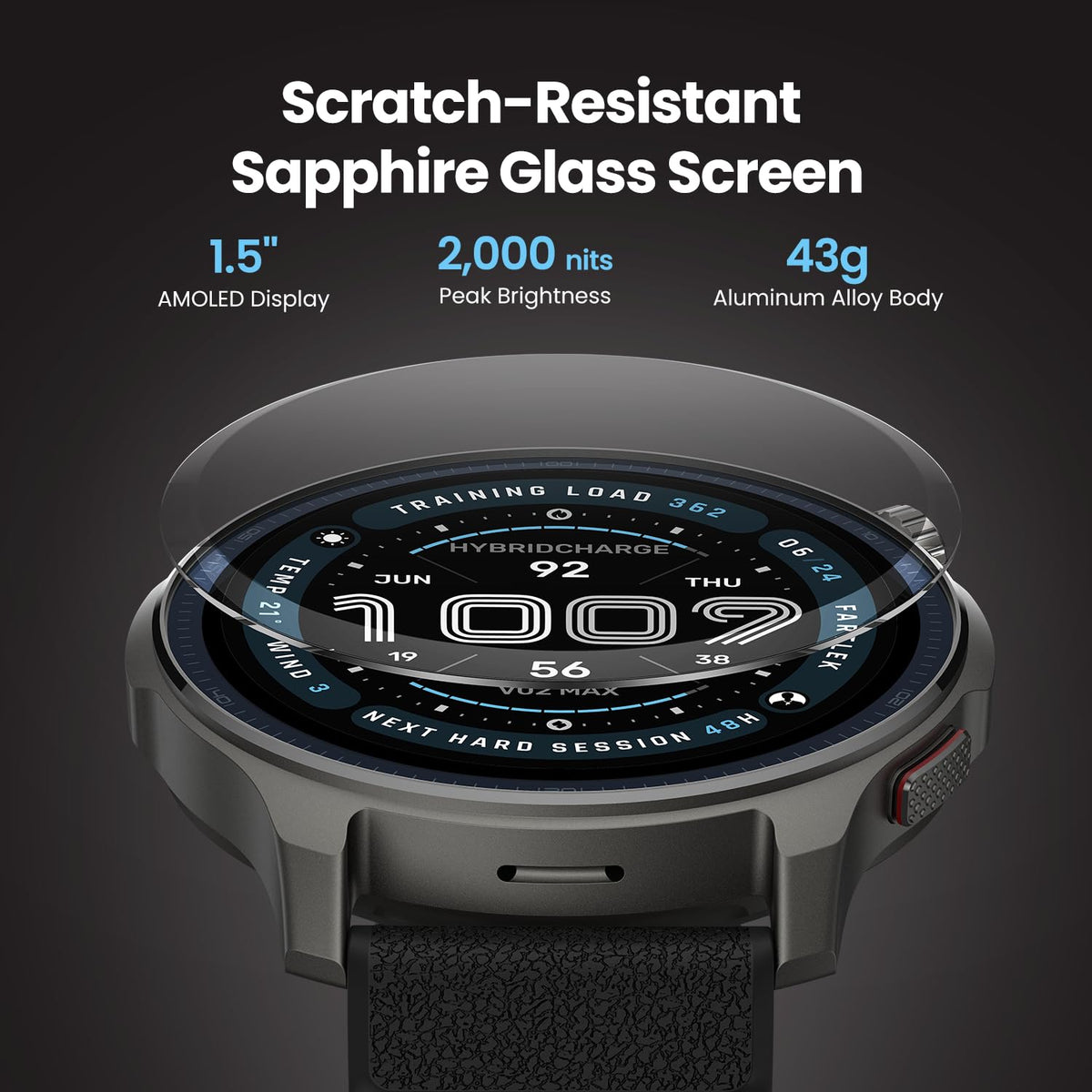 Smart Watch 1.5" AMOLED Sapphire Glass O955