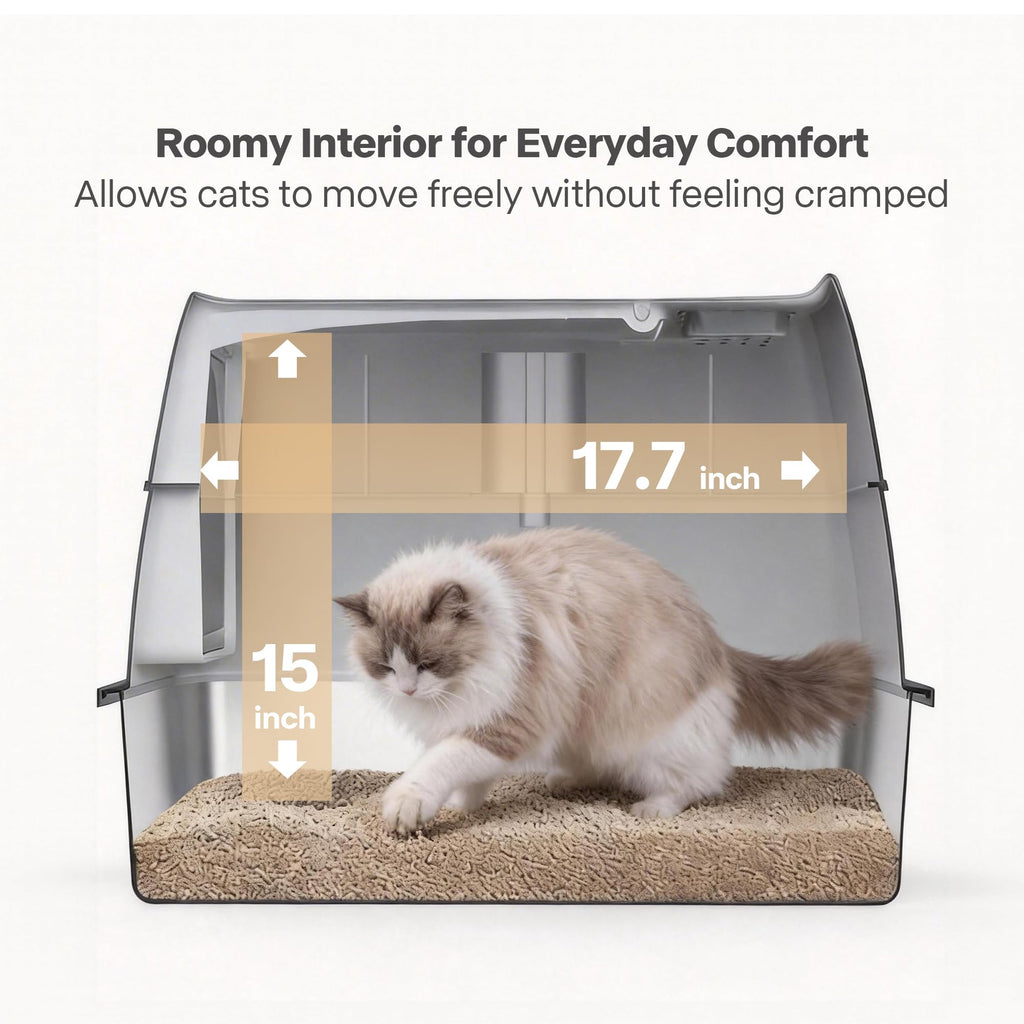 Large Stainless Steel Enclosed Cat Litter Box with Lid and Scoop Z2450