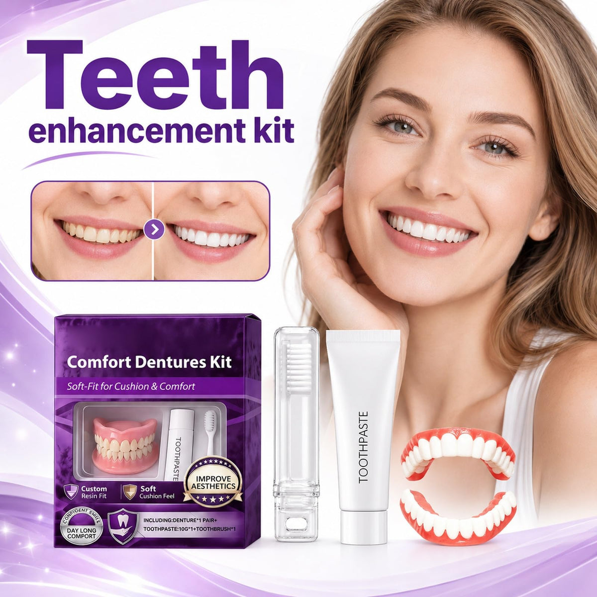 Silicone Dentures Upper & Lower Set A726