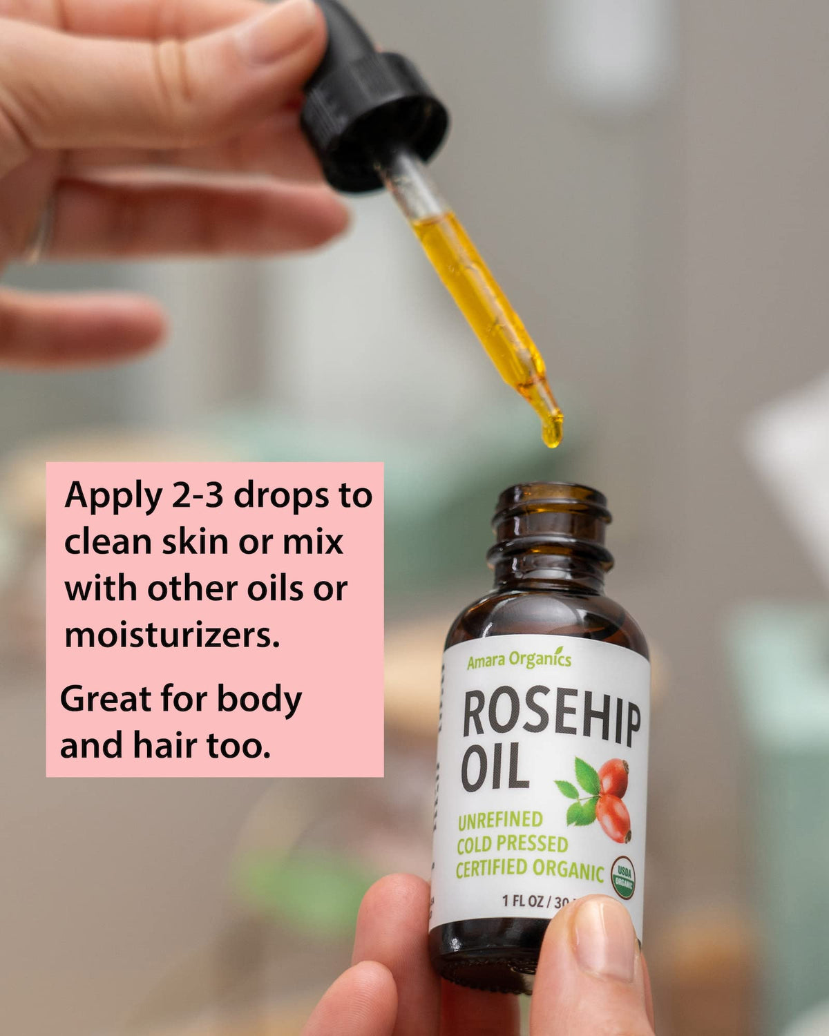 Cold Pressed Rosehip Seed Oil 1 Oz R598
