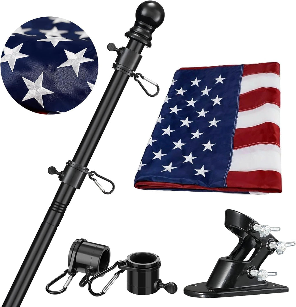 3x5 Embroidered American Flag with 5ft Flag Pole P802