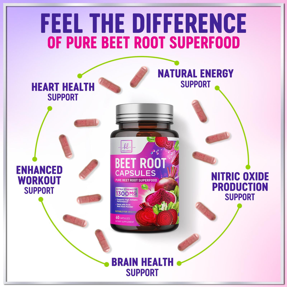 Organic Beet Root Capsules 1300mg 60 Capsules K4851