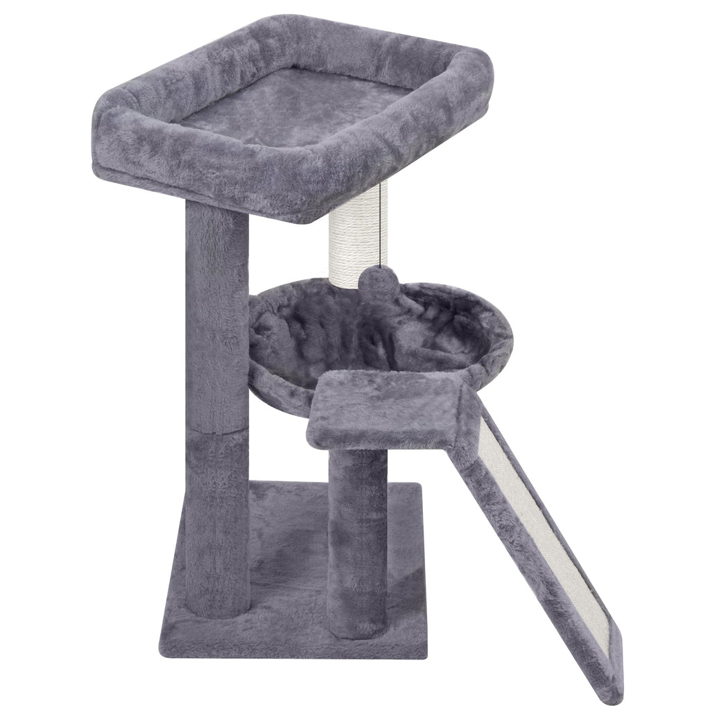 Cat Tree with Scratching Post and Hammock, Grey Y28422