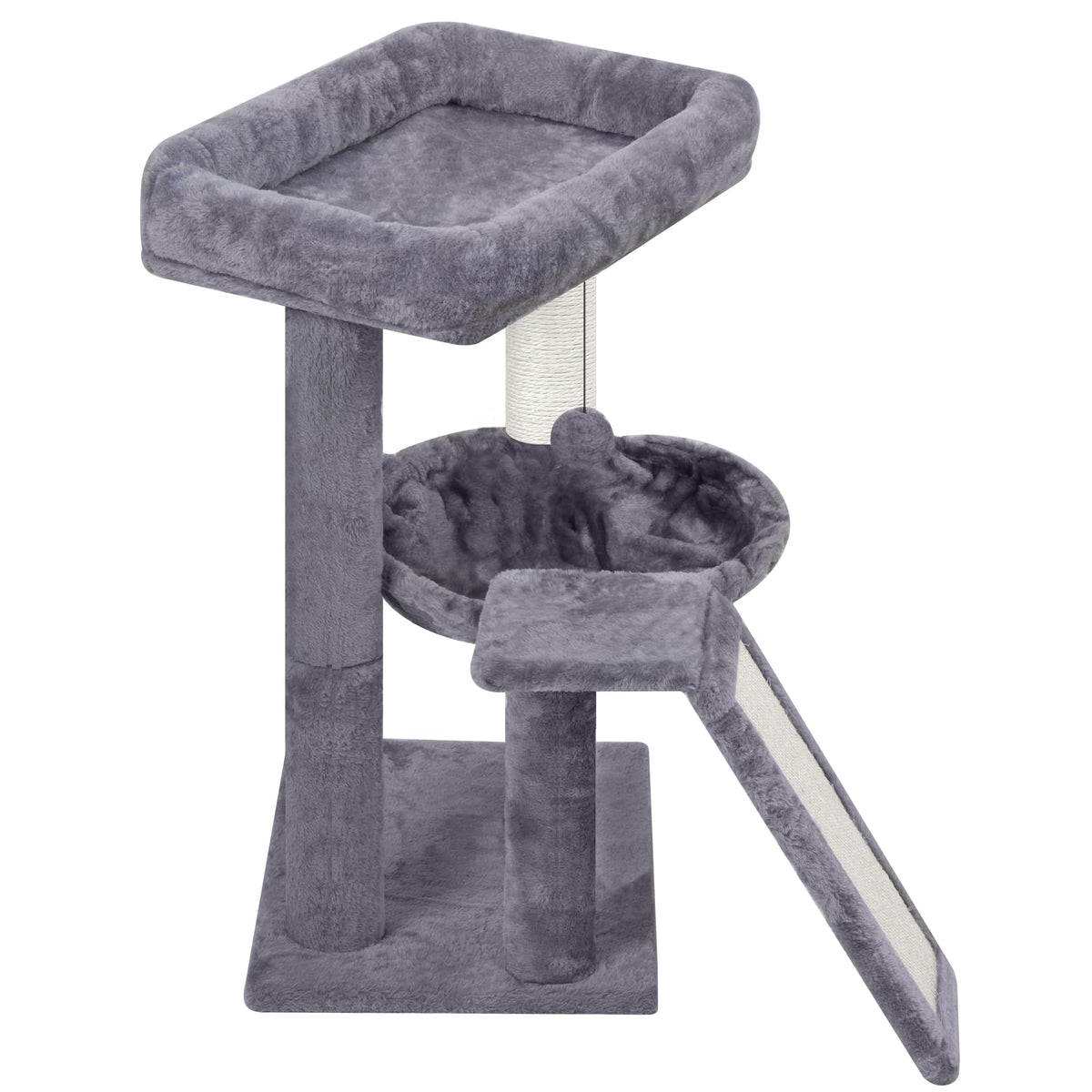 Cat Tree with Scratching Post and Hammock, Grey Y28422