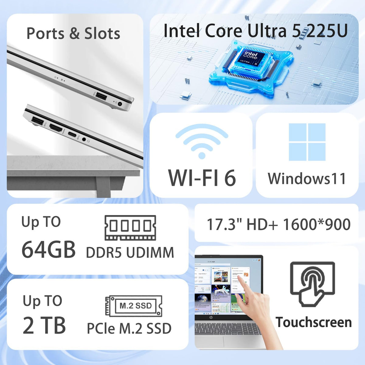 17.3" Touchscreen 16GB DDR5 1TB SSD Business Laptop T53339