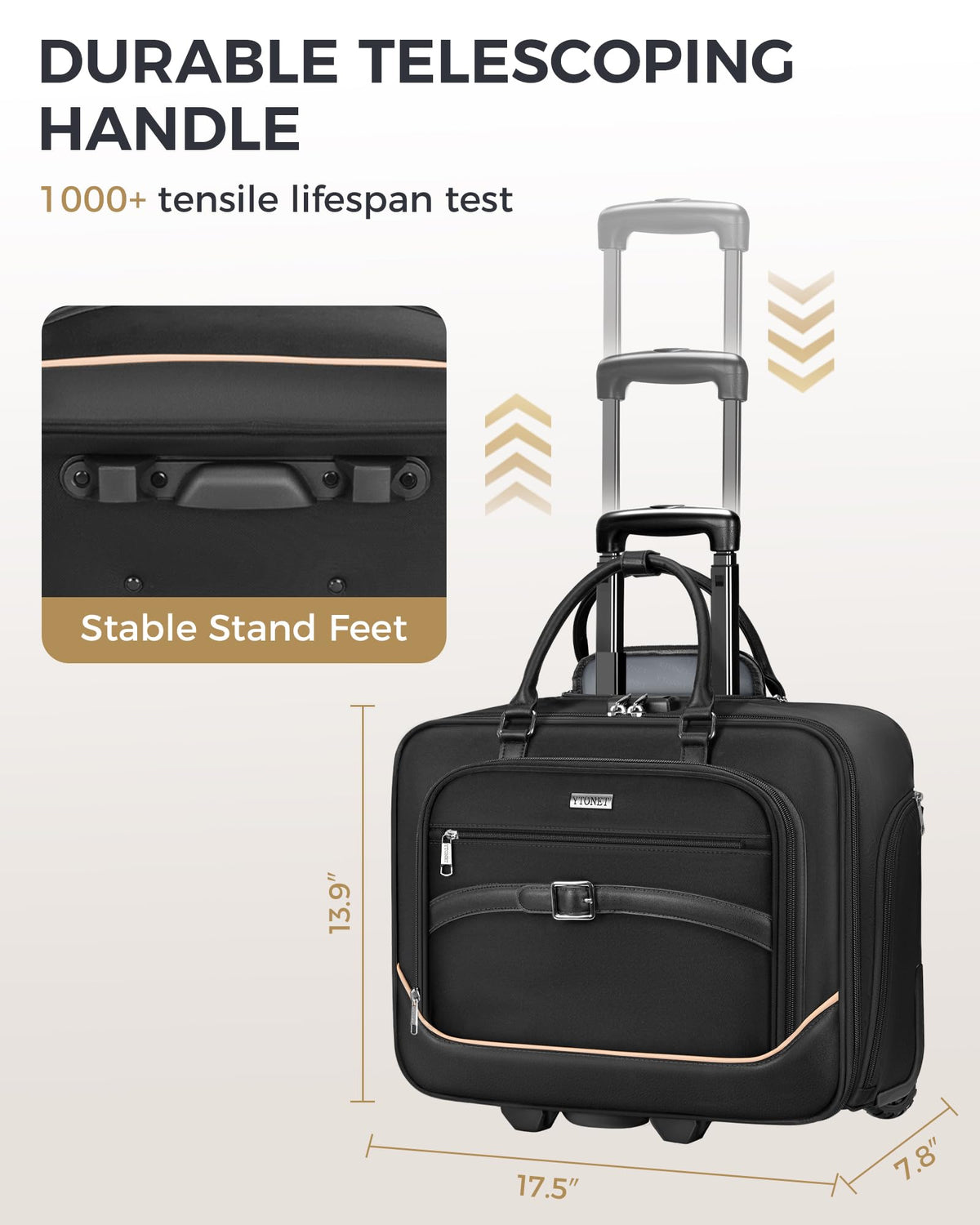 Black 17.3 In Rolling Laptop Bag with Wheels P40863