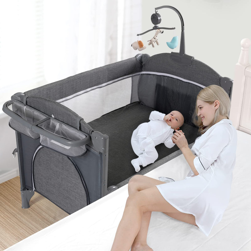 5-in-1 Baby Bassinet Bedside Sleeper Playard B556