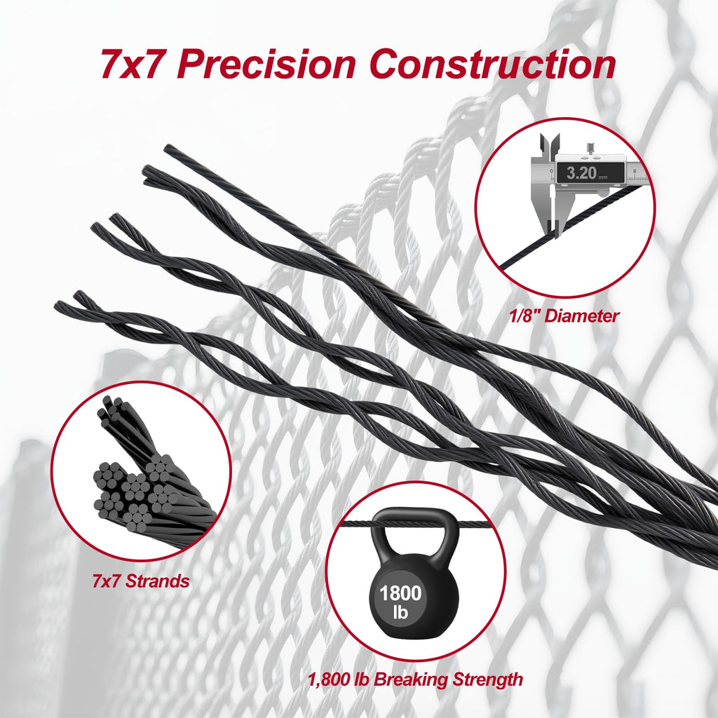 Black 1/8in T316 Stainless Steel Wire Rope T89936