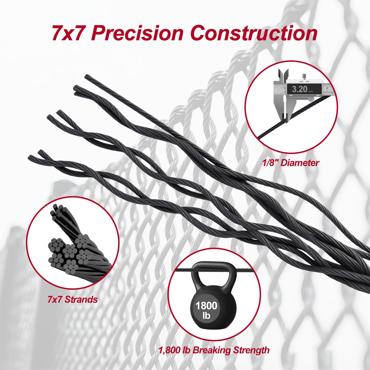 Black 1/8in T316 Stainless Steel Wire Rope T89936