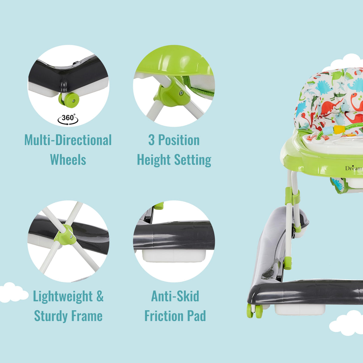 2-in-1 Convertible Baby Walker with Adjustable Seat Z104693
