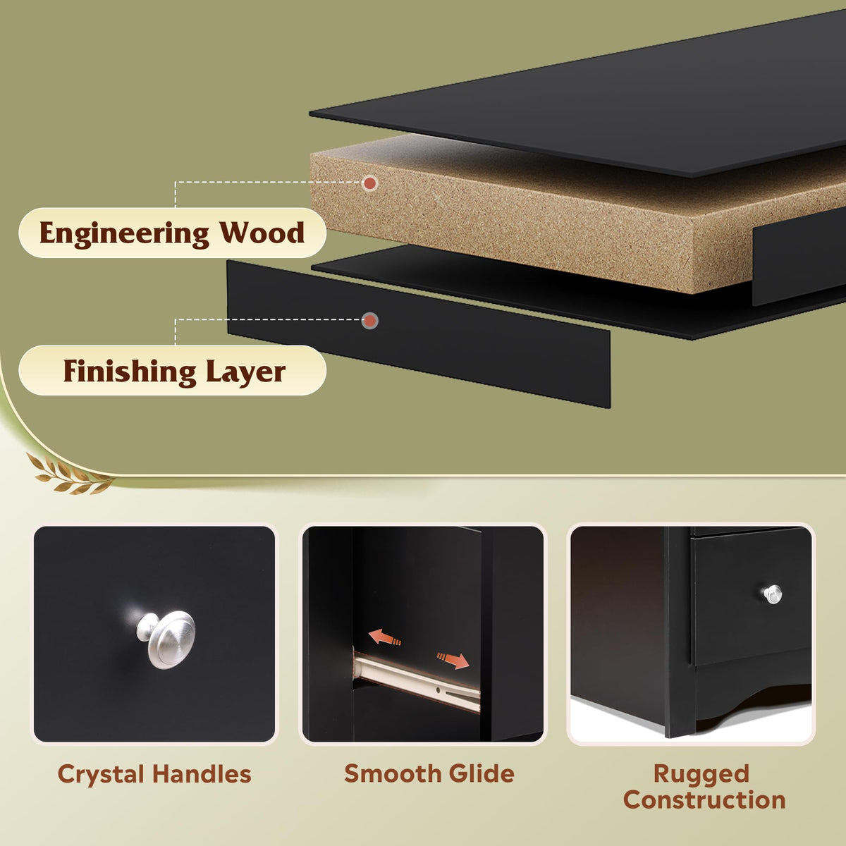 Black 6-Drawer TV Stand R327492