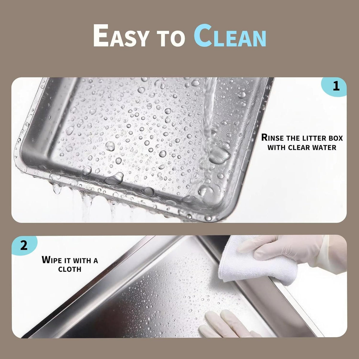 Large Stainless Steel Enclosed Cat Litter Box with Lid and Scoop Z2450