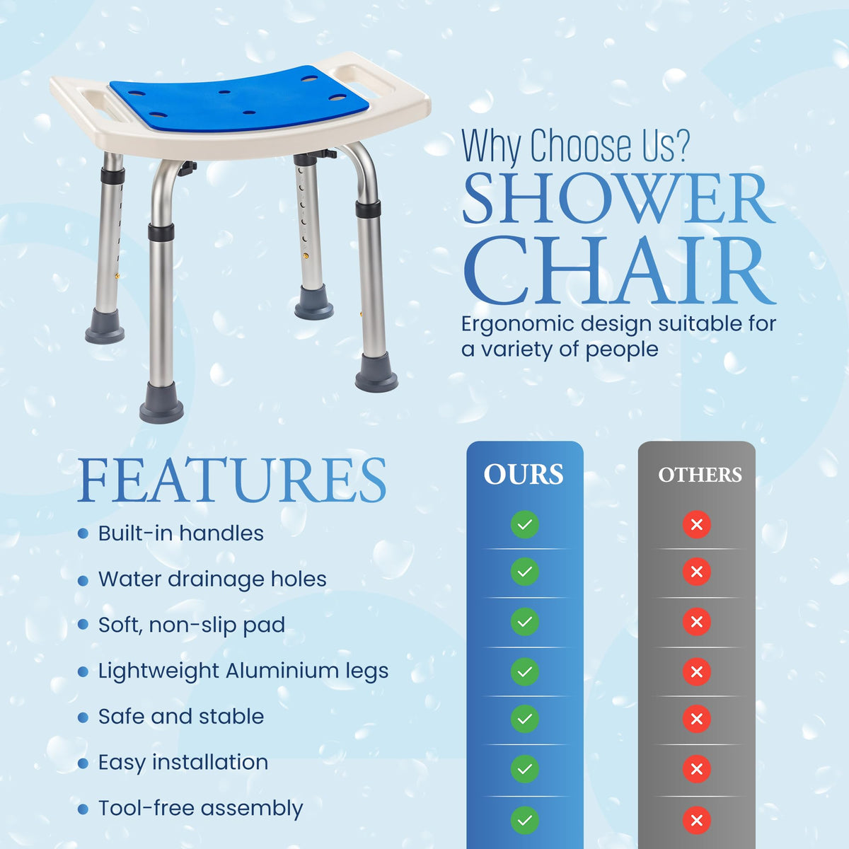 Shower Chair and Bathtub Bench C1306