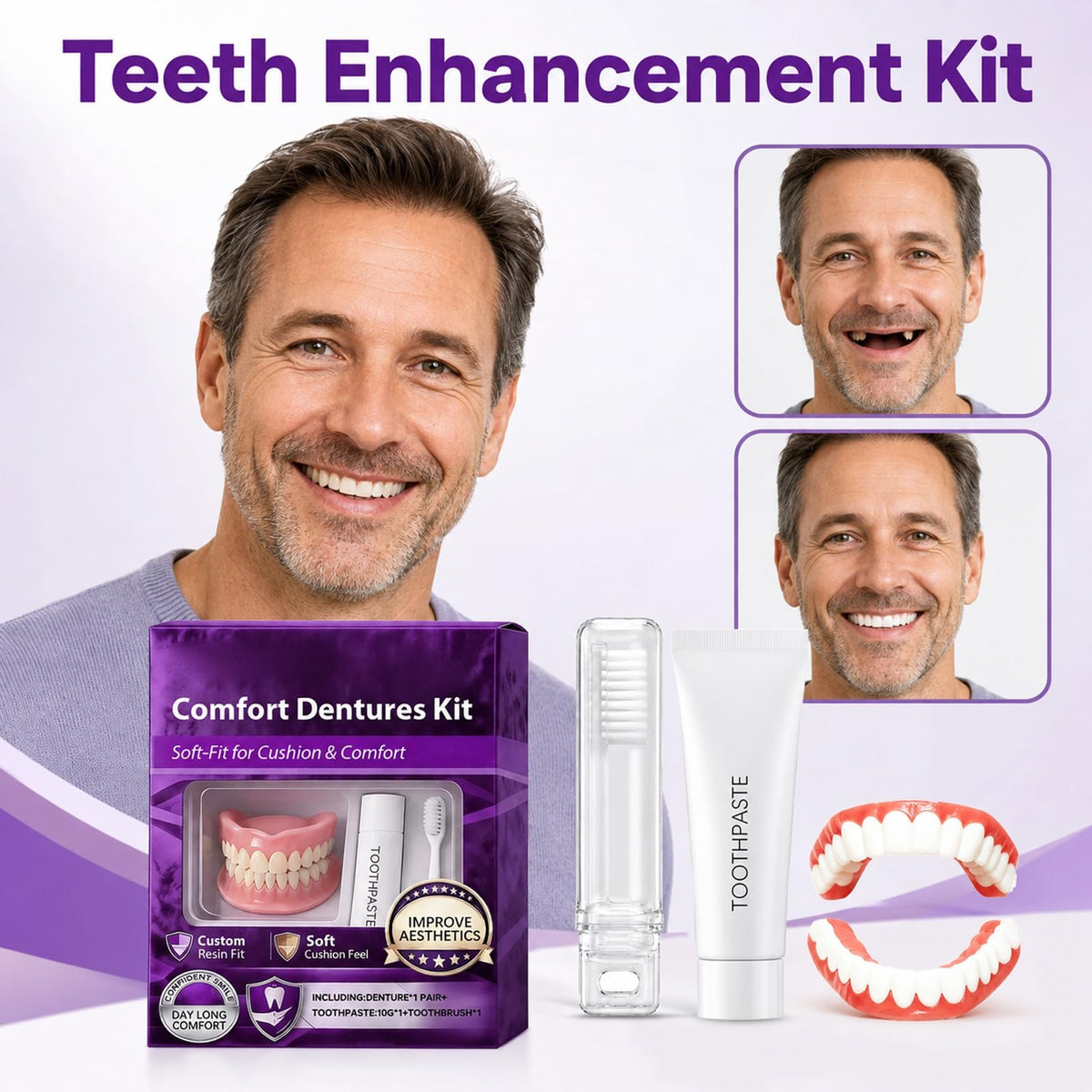 Silicone Dentures Upper & Lower Set A726