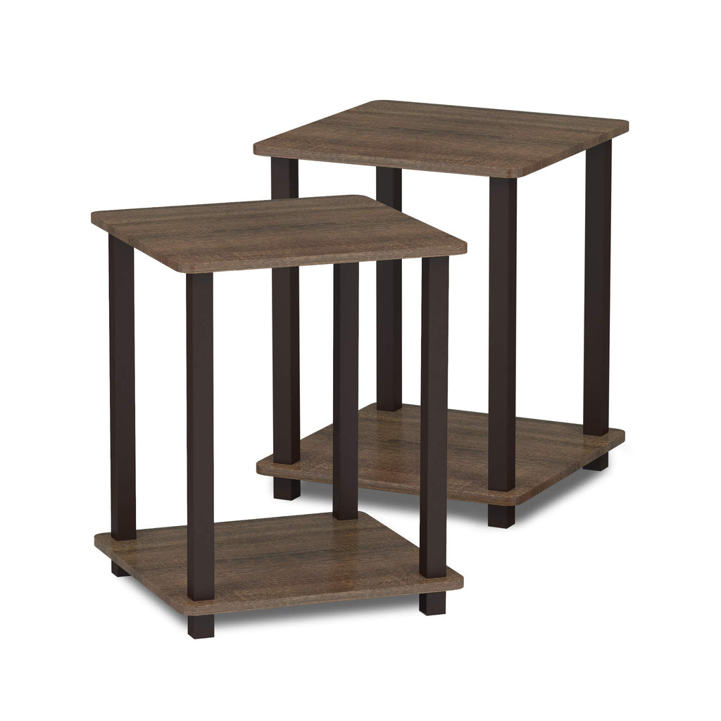 Set of 2 End Table Walnut Brown G93689
