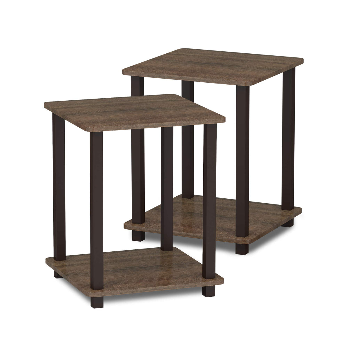 Set of 2 End Table Walnut Brown G93689