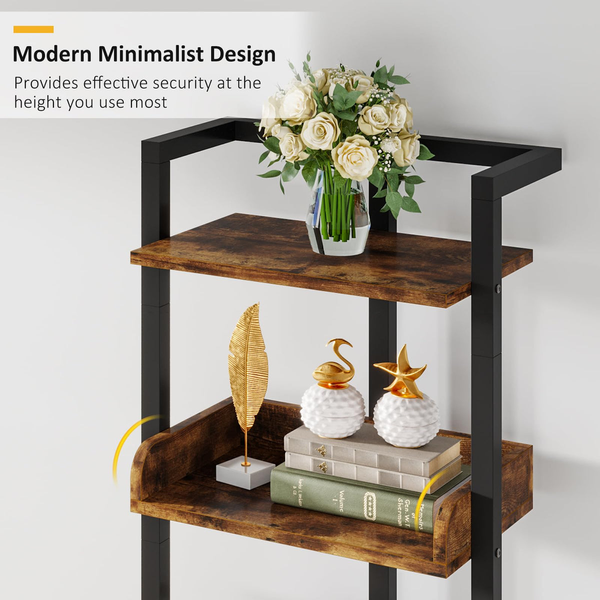 5 Tier Wood Bookcase with Metal Edge Protection E7730