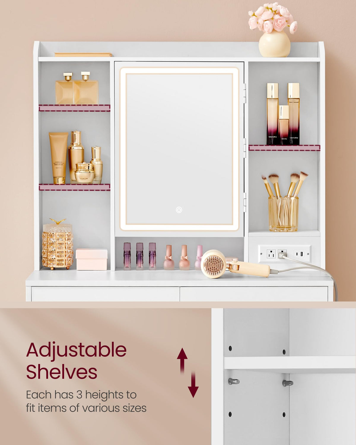 Vanity Desk with Mirror and Lights S94205
