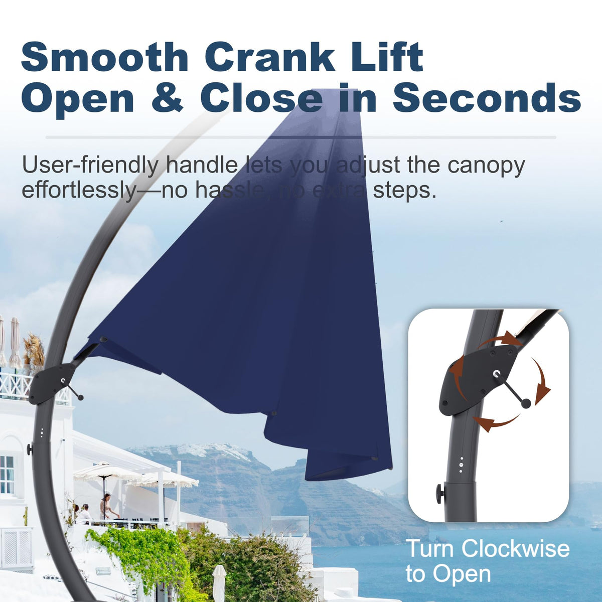 11FT Navy Blue Aluminum Cantilever Umbrella with Base L3977