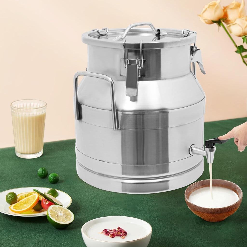 Stainless Steel Milk Can with Faucet, 20L Silicone Sealed Lid D166972