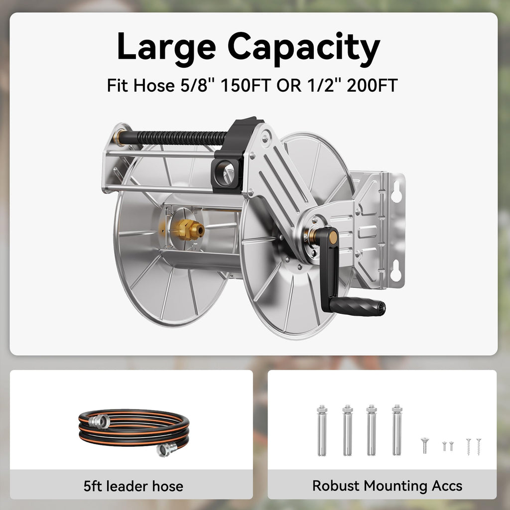 Wall Mounted Stainless Steel Garden Hose Reel S2116