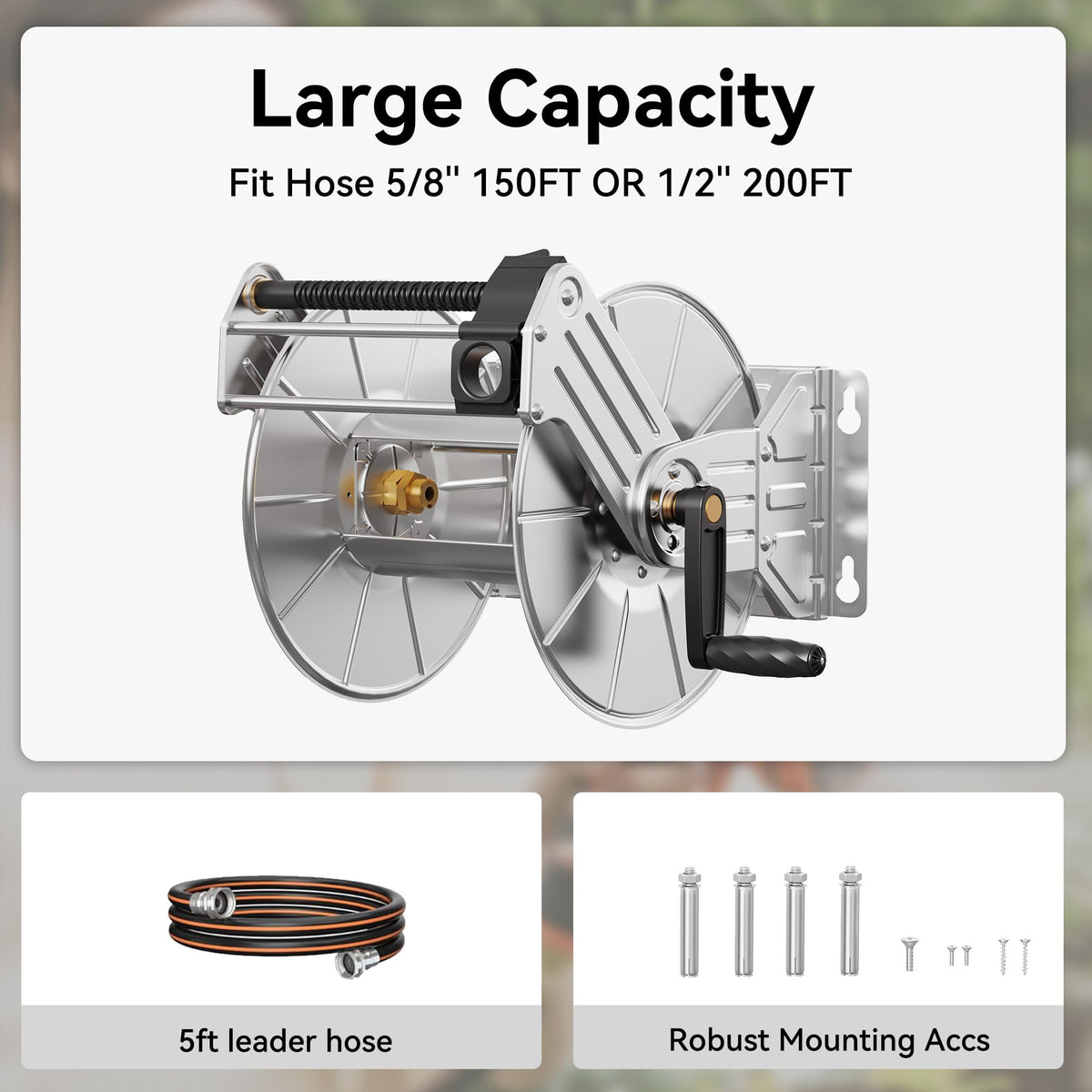 Wall Mounted Stainless Steel Garden Hose Reel S2116