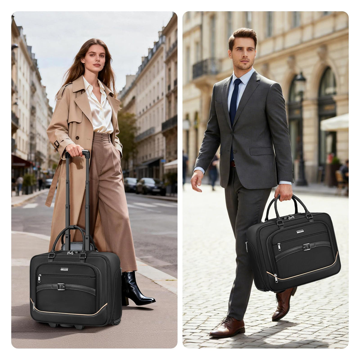 Black 17.3 In Rolling Laptop Bag with Wheels P40863