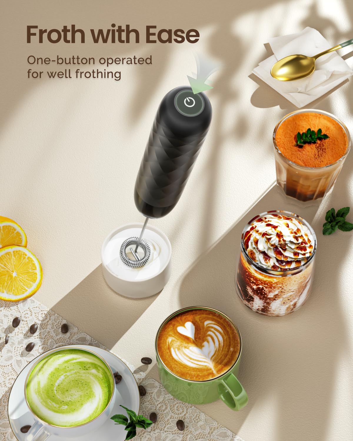Rechargeable Milk Frother with Detachable Wand N6695