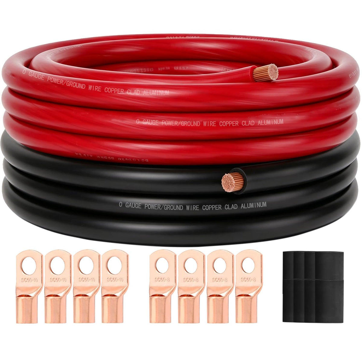 0 Gauge CCA Battery Cable 10FT Red 10FT Black Z614