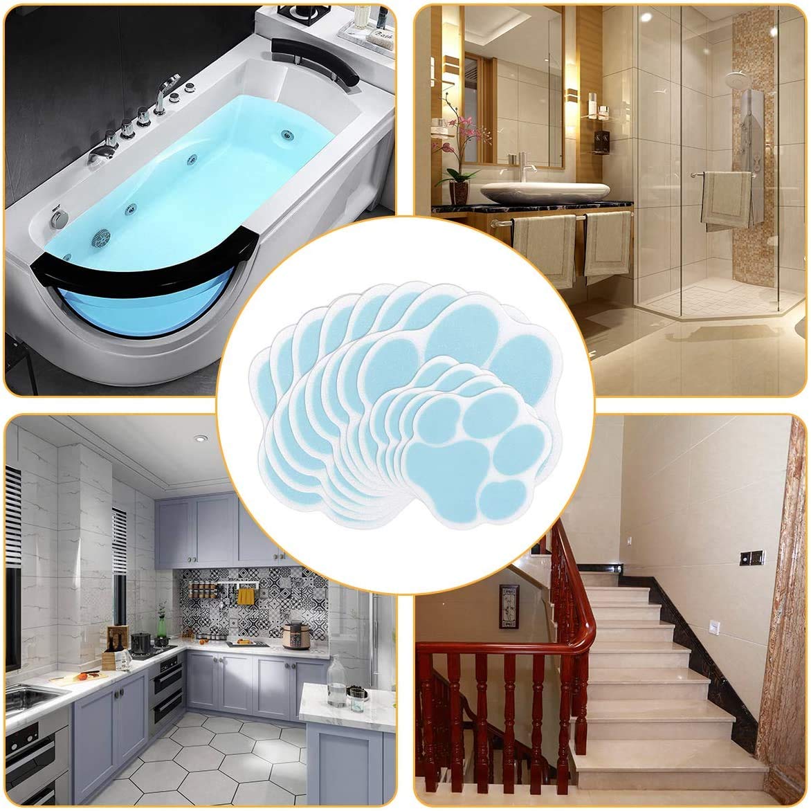 12 Pcs Non-Slip Bathtub Stickers Blue Z83783