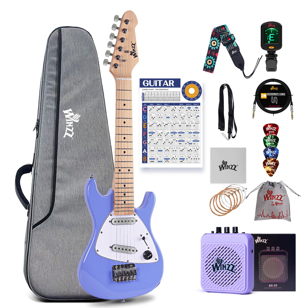 30 Inch 1/4 Size Purple Electric Guitar Kit with Amp H314