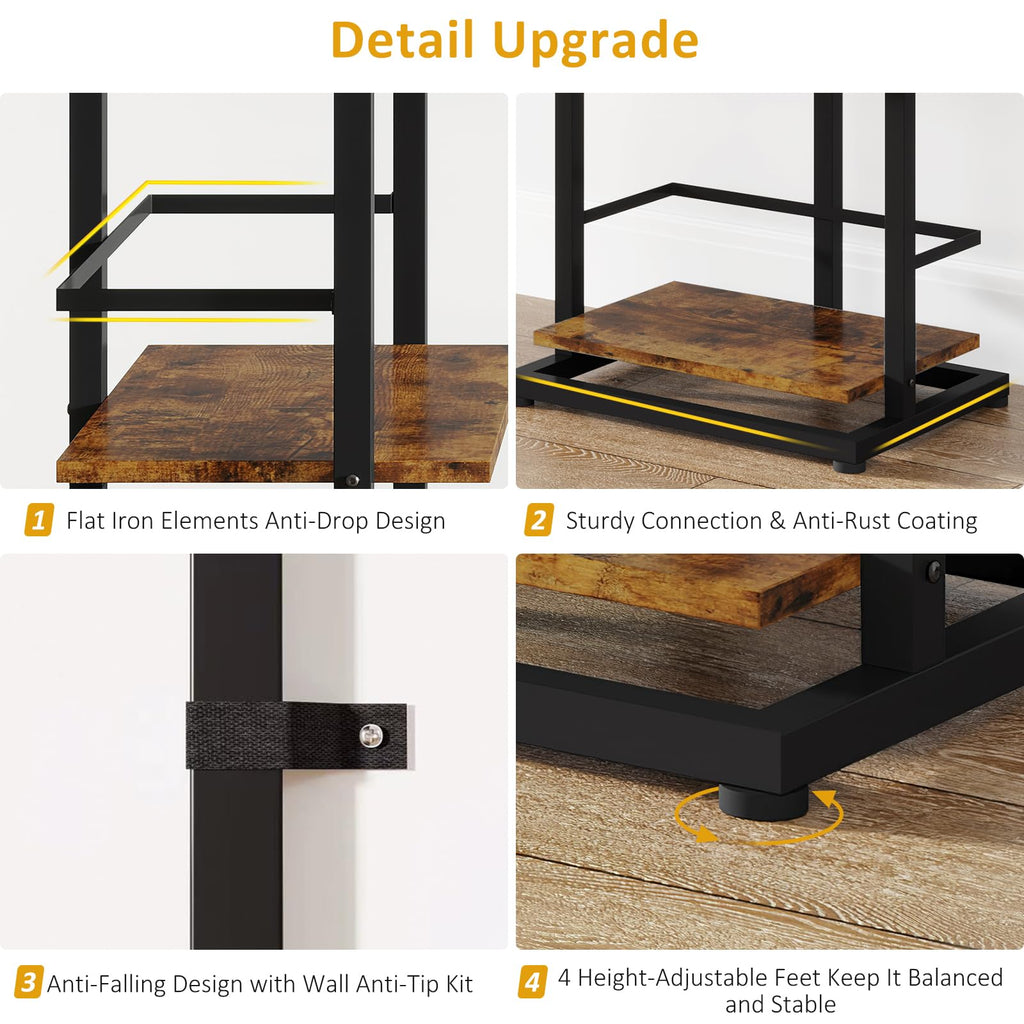 5 Tier Wood Bookcase with Metal Edge Protection E7730