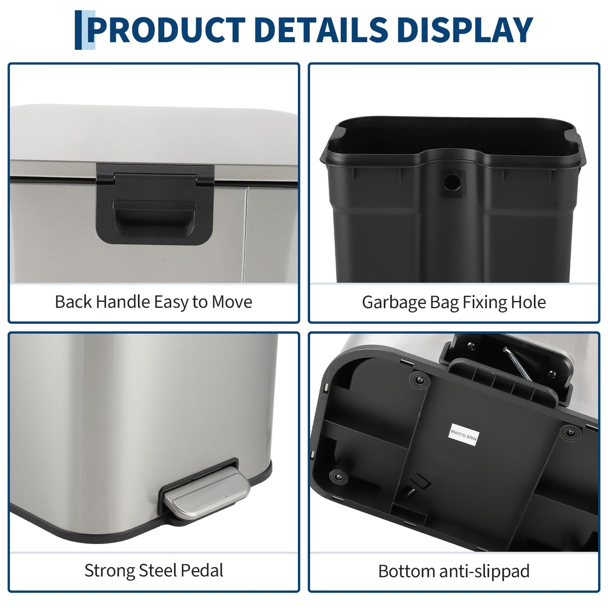 13.2 gal Stainless Steel Step Trash Can G3687