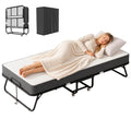 Foldable Single Bed with 5" Memory Foam Mattress and Wheels U89918