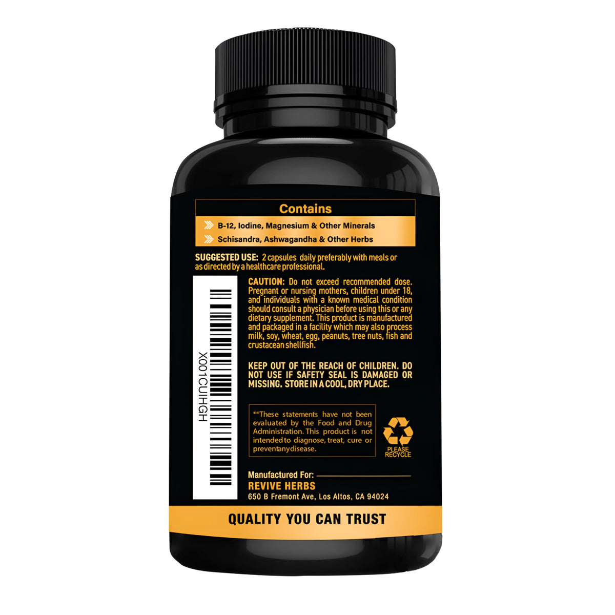Ashwagandha Iodine Selenium Magnesium Zinc Vitamin B12 60 Capsules C501896