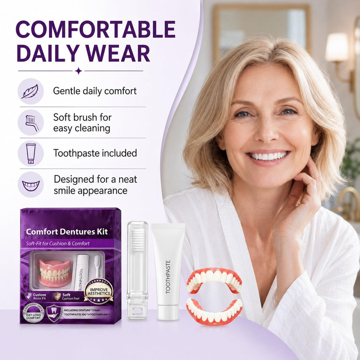 Silicone Dentures Upper & Lower Set A726