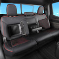 Faux Leather Seat Covers Full Set Black with Red Trim W251886