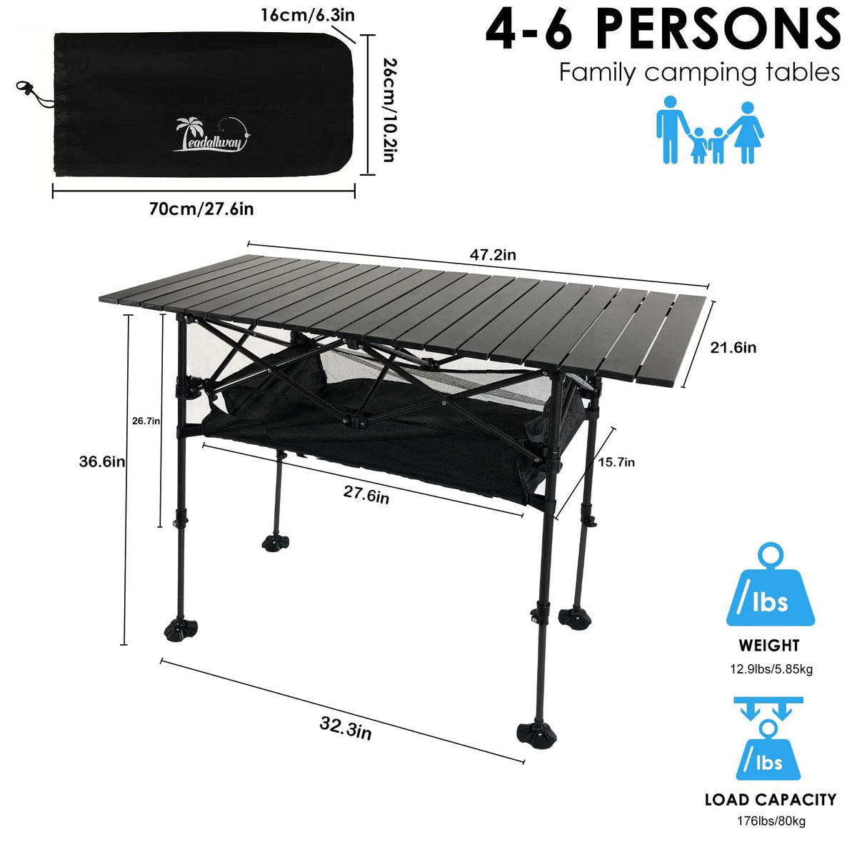 Adjustable Aluminum Camping Table E951813